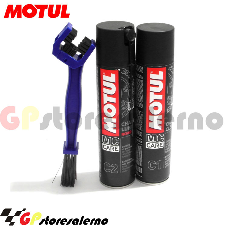 Immagine di kit-completo-pulizia-catena-moto-pulitore-spazzola-grasso-lubrificante-motul MOTO