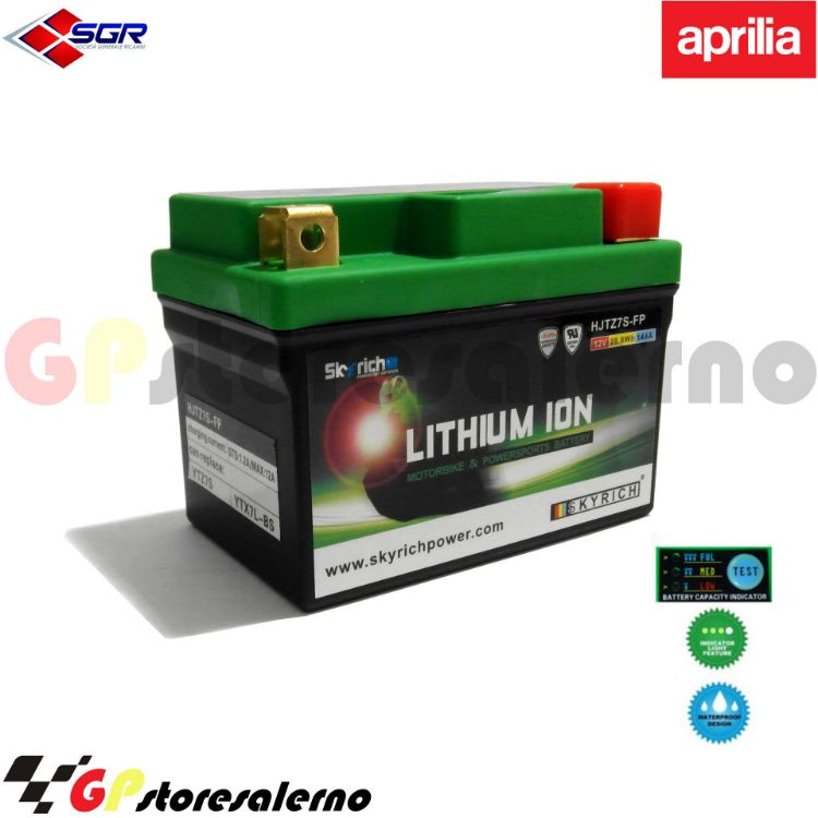 Immagine di 0675077SR BATTERIA LITIO SKYRICH POTENTE EQUIVALENTE YTX4L-BS YTZ5S YTX5L-BS YTX7L-BS YTZ7S APRILIA 50 SR MOTARD DAL 2012 AL 2016