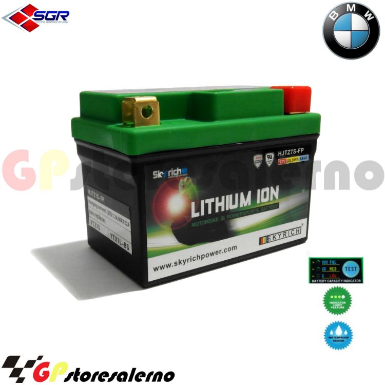 Immagine di 0675077SR BATTERIA LITIO SKYRICH POTENTE EQUIVALENTE YTX4L-BS YTZ5S YTX5L-BS YTX7L-BS YTZ7S BMW 450 G SMR DAL 2009 AL 2010