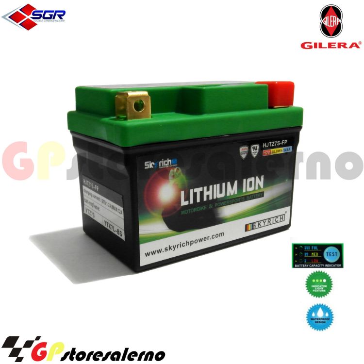 Immagine di 0675077SR BATTERIA LITIO SKYRICH POTENTE EQUIVALENTE YTX4L-BS YTZ5S YTX5L-BS YTX7L-BS YTZ7S GILERA 50 RUNNER DAL 2005 AL 2012