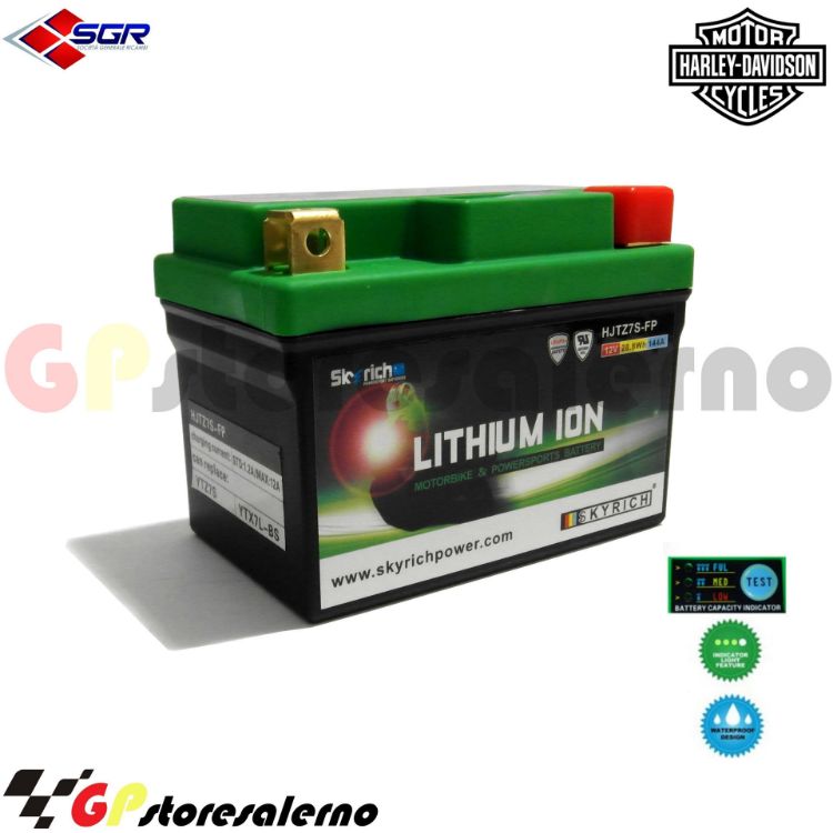 Immagine di 0675077SR BATTERIA LITIO SKYRICH POTENTE EQUIVALENTE YTX4L-BS YTZ5S YTX5L-BS YTX7L-BS YTZ7S HARLEY DAVIDSON