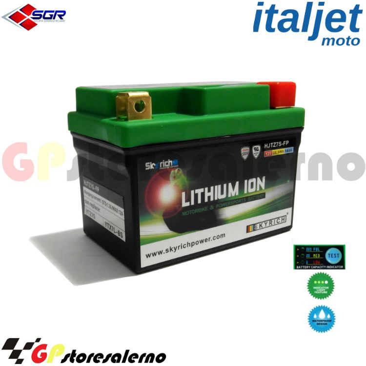 Immagine di 0675077SR BATTERIA LITIO SKYRICH POTENTE EQUIVALENTE YTX4L-BS YTZ5S YTX5L-BS YTX7L-BS YTZ7S ITALJET