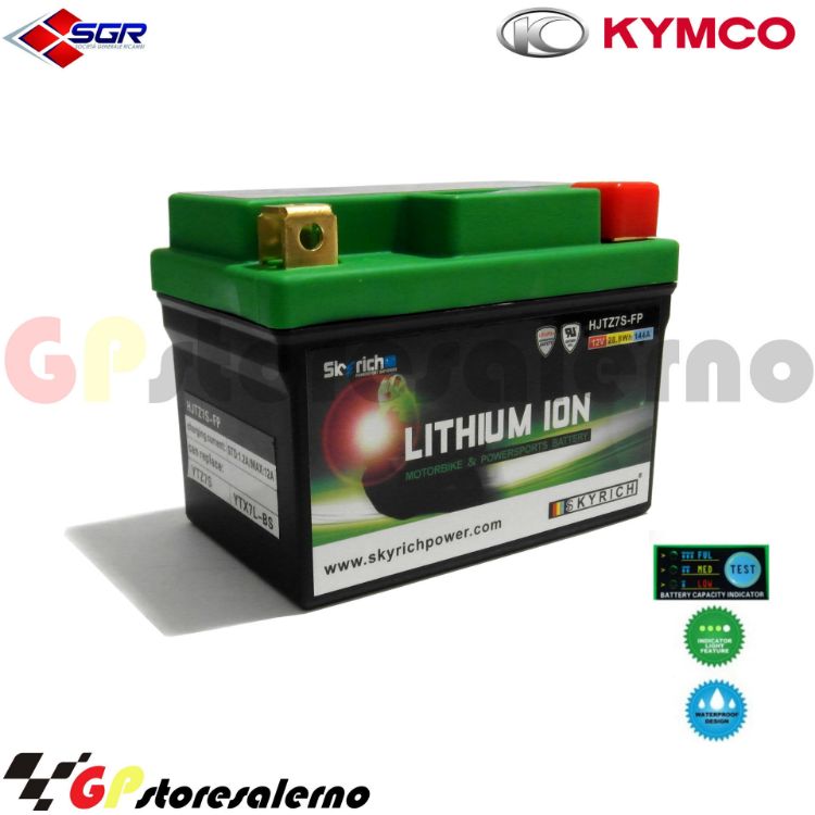 Immagine di 0675077SR BATTERIA LITIO SKYRICH POTENTE EQUIVALENTE YTX4L-BS YTZ5S YTX5L-BS YTX7L-BS YTZ7S KYMCO