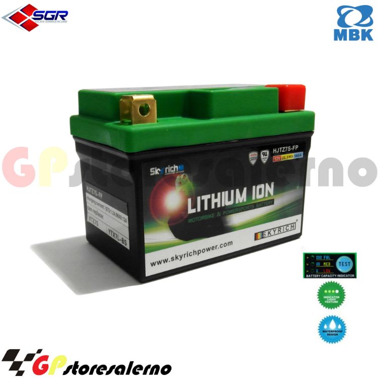 Immagine di 0675077SR BATTERIA LITIO SKYRICH POTENTE EQUIVALENTE YTX4L-BS YTZ5S YTX5L-BS YTX7L-BS YTZ7S MBK