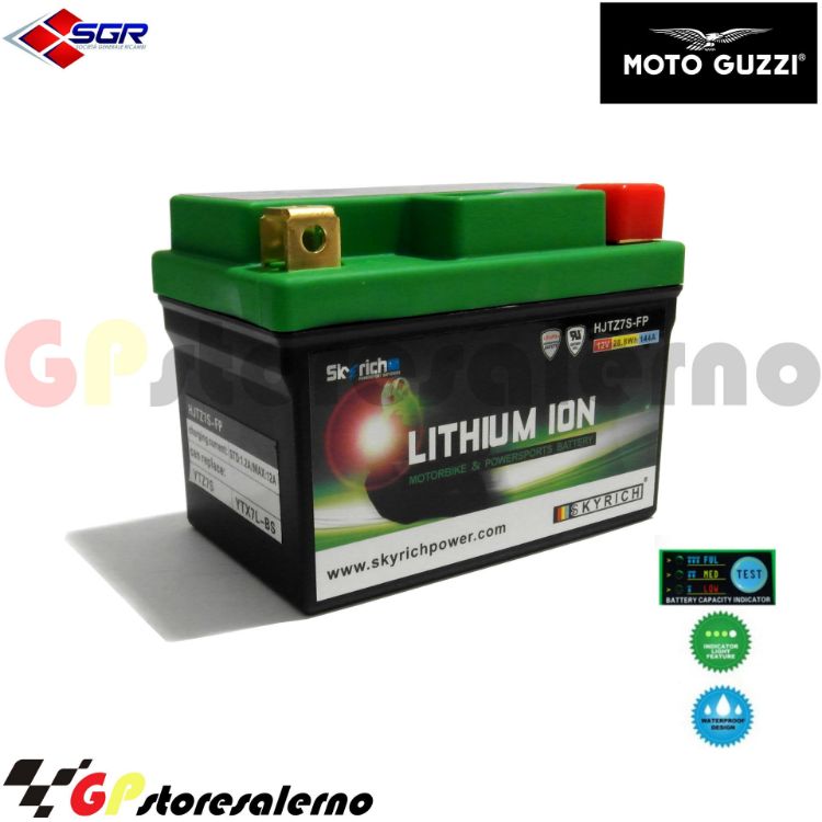 Immagine di 0675077SR BATTERIA LITIO SKYRICH POTENTE EQUIVALENTE YTX4L-BS YTZ5S YTX5L-BS YTX7L-BS YTZ7S MOTO GUZZI