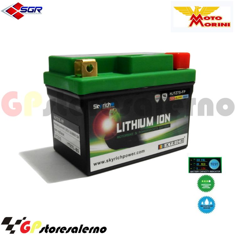 Immagine di 0675077SR BATTERIA LITIO SKYRICH POTENTE EQUIVALENTE YTX4L-BS YTZ5S YTX5L-BS YTX7L-BS YTZ7S MOTO MORINI