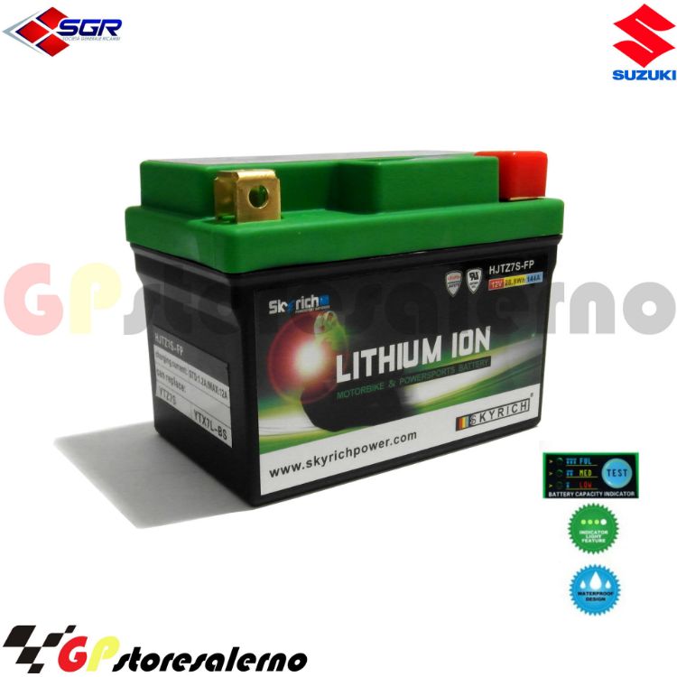 Immagine di 0675077SR BATTERIA LITIO SKYRICH POTENTE EQUIVALENTE YTX4L-BS YTZ5S YTX5L-BS YTX7L-BS YTZ7S SUZUKI