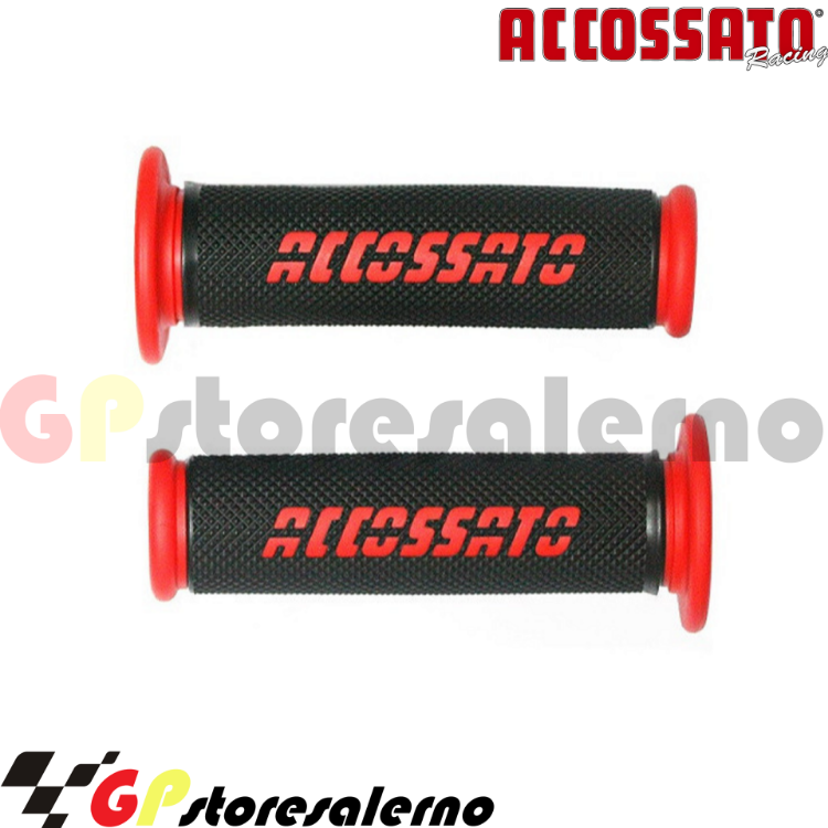 Immagine di GR006R COPPIA MANOPOLE ACCOSSATO RACING FORATE NERO ROSSE