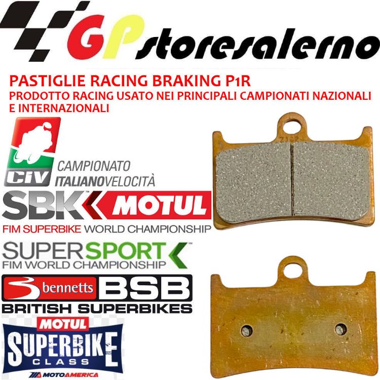 Immagine di P1R786 COPPIA PASTIGLIE FRENO ANTERIORE BRAKING  RACING PISTA YAMAHA R1 R6