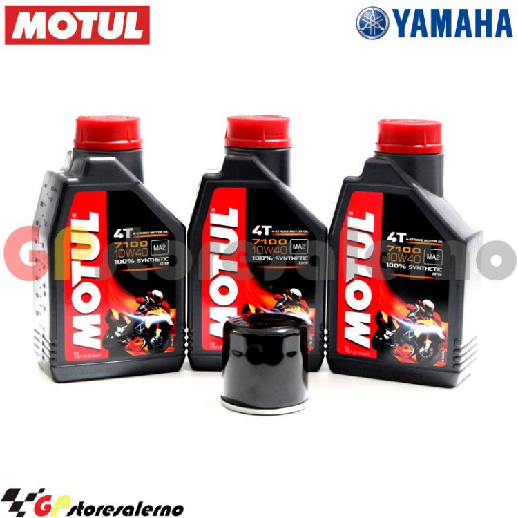 Immagine di KIT TAGLIANDO OLIO + FILTRO MOTUL 7100 10W40 3L YAMAHA 900 MT 09 TRACER 2014 2020