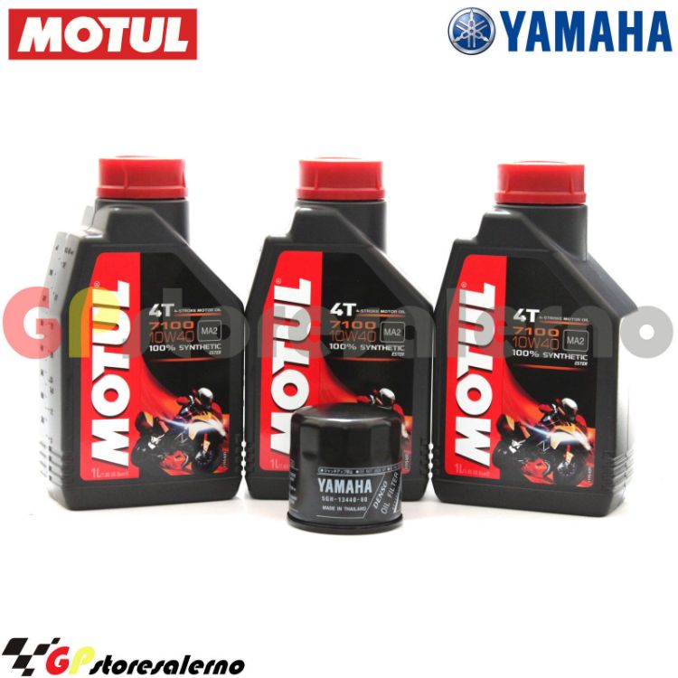 Immagine di KIT TAGLIANDO OLIO + FILTRO ORIGINALE  MOTUL 7100 10W40 3L YAMAHA 900 MT 09 MT09 2014 2020