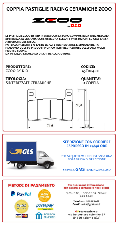 Immagine di T004 COPPIA PASTIGLIE FRENO RACING ANTERIORI ZCOO BY DID SUZUKI 1000 GSX R DAL 2004 AL 2011