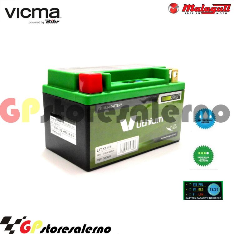 Immagine di 144SR BATTERIA A LITIO SKYRICH POTENTE EQUIVALENTE YTX12-BS YTX14-BS YTX14H-BS YT12A-BS YB12B-B2 MALAGUTI 125 MADISON 3 DAL 2006 AL 2009