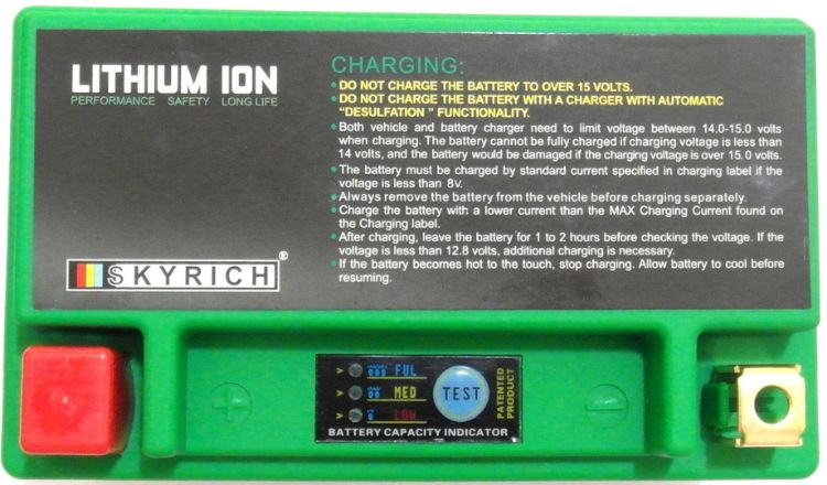 Immagine di 144SR BATTERIA A LITIO SKYRICH POTENTE EQUIVALENTE YTX12-BS YTX14-BS YTX14H-BS YT12A-BS YB12B-B2  PIAGGIO 300 BEVERLY RST 4V DAL 2010 AL 2016