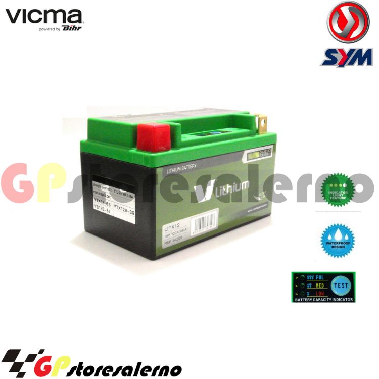 Immagine di 144SR BATTERIA A LITIO SKYRICH POTENTE EQUIVALENTE YTX12-BS YTX14-BS YTX14H-BS YT12A-BS YB12B-b2 SYM 300 CRUISYM DAL 2017 AL 2018