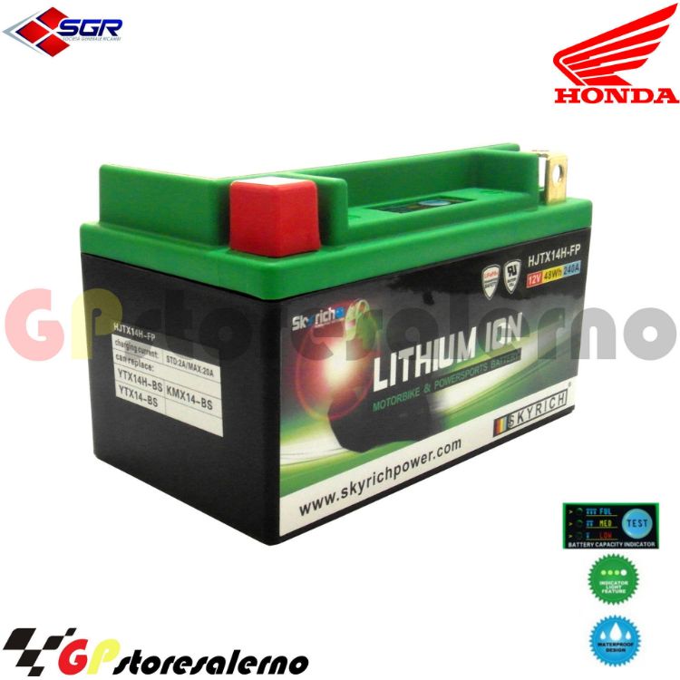 Immagine di 144SR BATTERIA A LITIO SKYRICH POTENTE EQUIVALENTE YTX12-BS YTX14-BS YTX14H-BS YT12A-BS YB12B-B2  HONDA 250 CH ELITE  SPACY DAL 1985 AL 1990