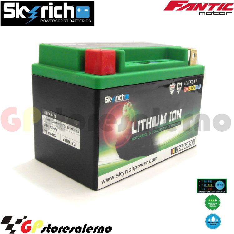 Immagine di 0675099SR BATTERIA A LITIO SKYRICH POTENTE EQUIVALENTE YTX9-BS FANTIC MOTOR 250 CABALLERO SCRAMBLER DAL 2018 AL 2020