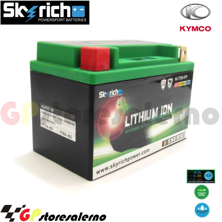 Immagine di 0675099SR BATTERIA A LITIO SKYRICH POTENTE EQUIVALENTE YTX9-BS KYMCO 50 AGILITY PLUS 4T DAL 2019 AL 2020