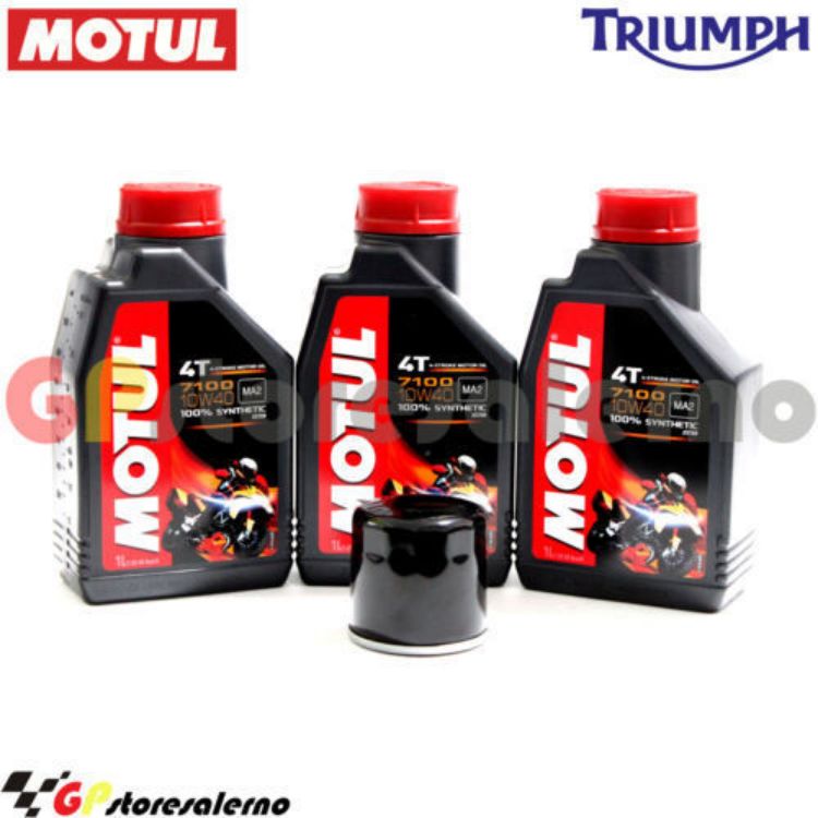 Immagine di KIT TAGLIANDO OLIO + FILTRO MOTUL 7100 10W40 3L TRIUMPH 675 DAYTONA DAL 2006 AL 2016