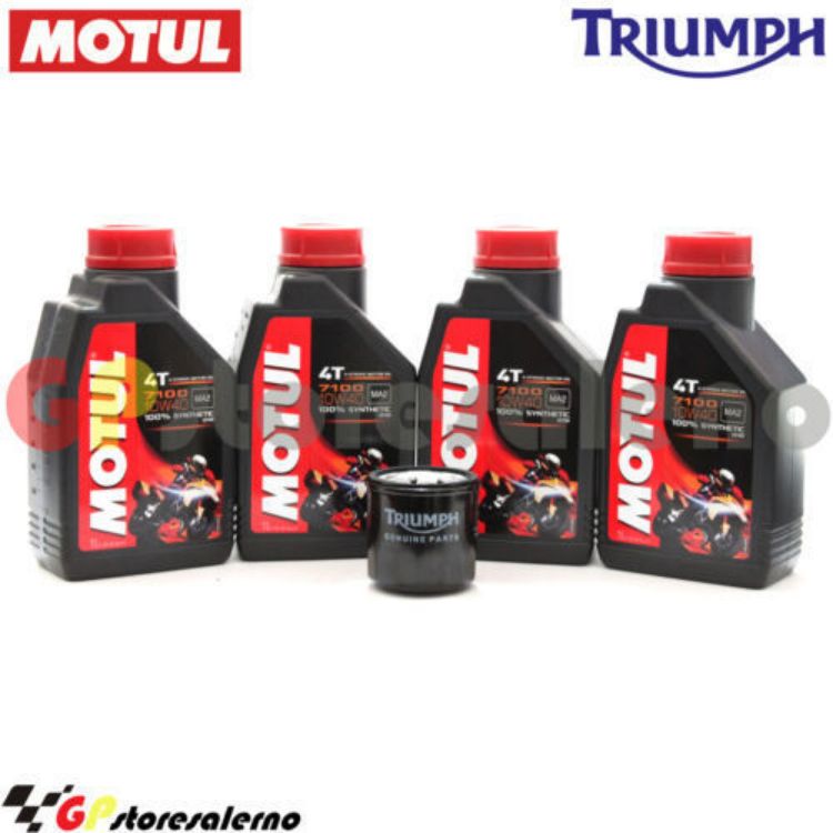 Immagine di KIT TAGLIANDO OLIO + FILTRO MOTUL 7100 10W40 4L TRIUMPH 675 STREET TRIPLE DAL 2008 AL 2016