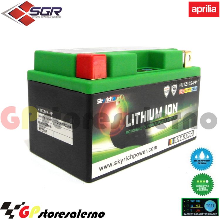 Immagine di 0675010SR BATTERIA A LITIO SKYRICH POTENTE EQUIVALENTE YTZ10S APRILIA 450 RXV DAL 2005 AL 2007