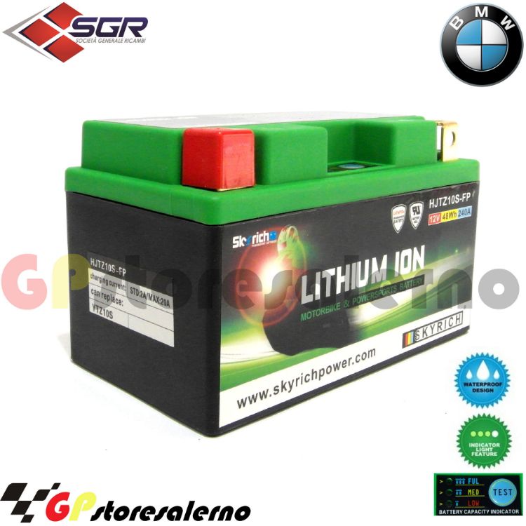 Immagine di 0675010SR BATTERIA A LITIO SKYRICH POTENTE EQUIVALENTE YTZ10S BMW 650 G XCHALLENGE DAL 2007 AL 2011