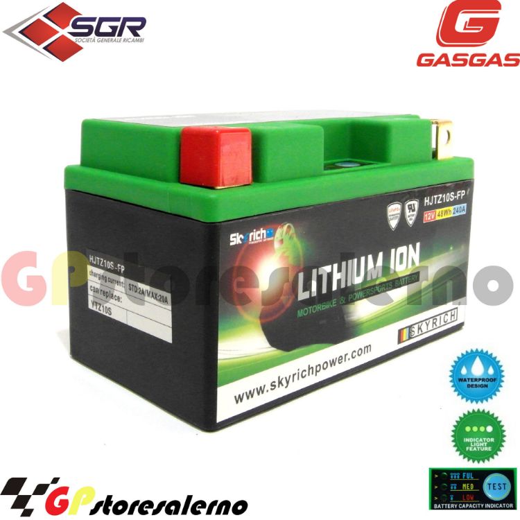 Immagine di 0675010SR BATTERIA A LITIO SKYRICH POTENTE EQUIVALENTE YTZ10S GAS GAS 700 ES DAL 2022 AL 2023