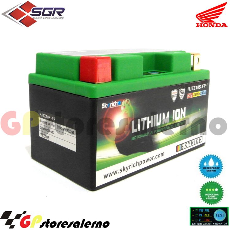 Immagine di 0675010SR BATTERIA A LITIO SKYRICH POTENTE EQUIVALENTE YTZ10S HONDA 500 CBR R DAL 2013 AL 2015