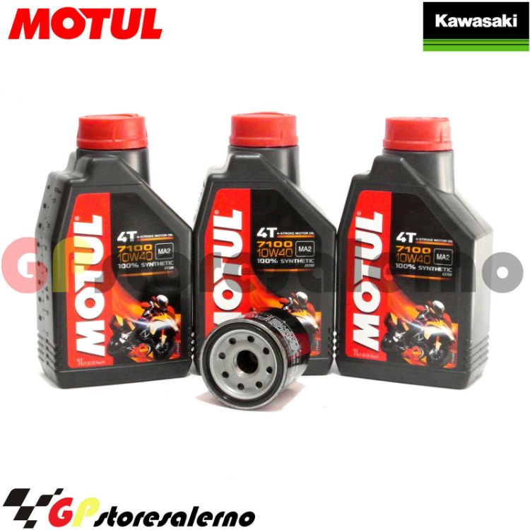 Immagine di KIT TAGLIANDO OLIO + FILTRO MOTUL 7100 10W40 3L KAWASAKI EN 500 B DAL 1990 AL 1996