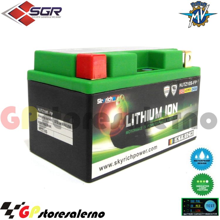 Immagine di 0675010SR BATTERIA A LITIO SKYRICH POTENTE EQUIVALENTE YTZ10S MV AGUSTA 675 BRUTALE DAL 2011 AL 2016