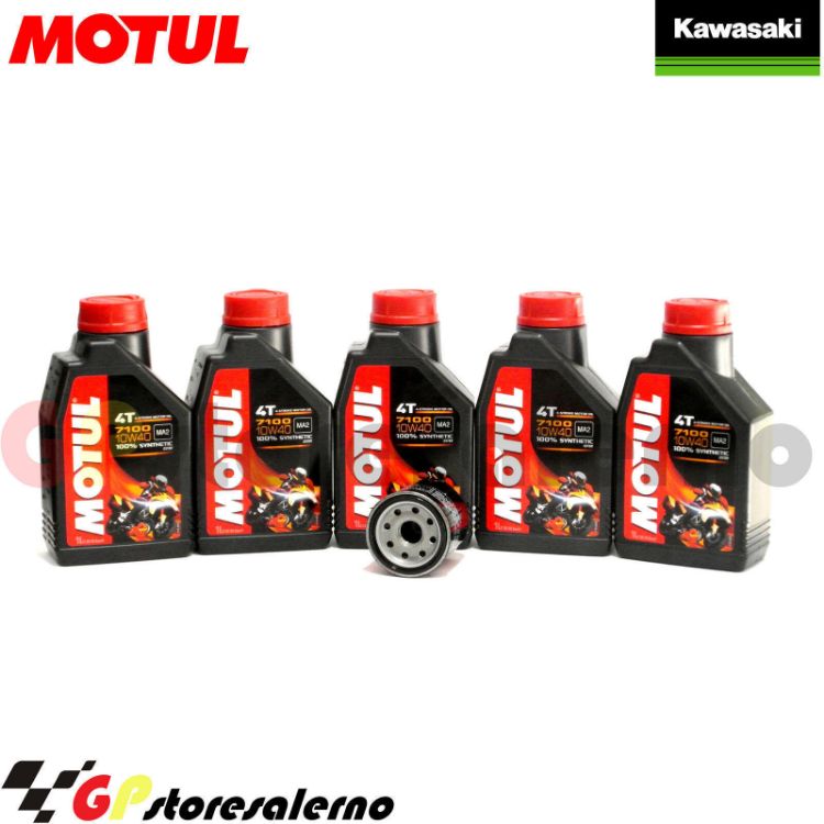 Immagine di KIT TAGLIANDO OLIO + FILTRO MOTUL 7100 10W40 5L KAWASAKI VN 1700 VULCAN VAQUERO CUSTOM ABS DAL 2011 AL 2014