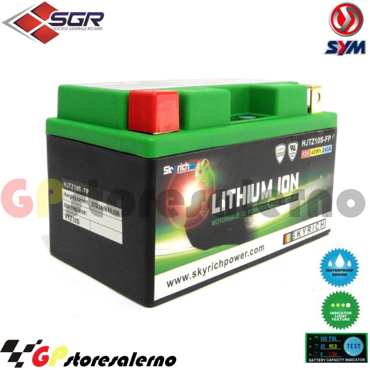 Immagine di 0675010SR BATTERIA A LITIO SKYRICH POTENTE EQUIVALENTE YTZ10S SYM 125 JET 5 4T DAL 2011 AL 2013