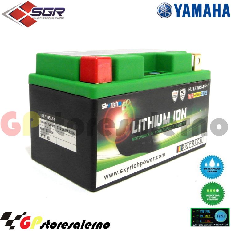 Immagine di 0675010SR BATTERIA A LITIO SKYRICH POTENTE EQUIVALENTE YTZ10S YAMAHA 850 MT09 MT 09 TRACER DAL 2015 AL 2020