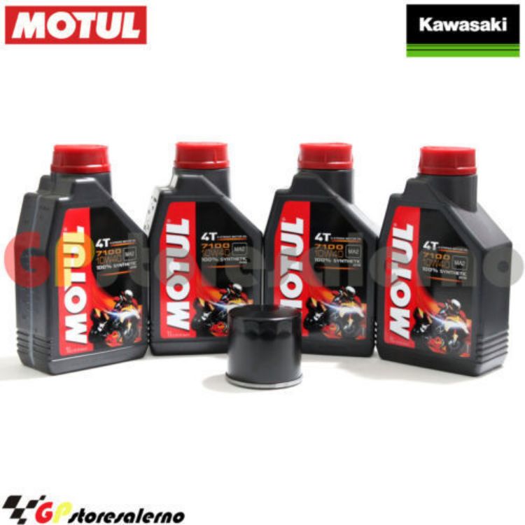 Immagine di KIT TAGLIANDO OLIO + FILTRO MOTUL 7100 10W40 4L KAWASAKI JLV 1000 DAL 2004 AL 2006