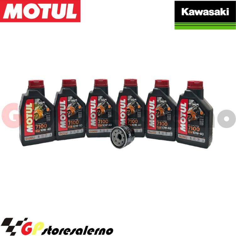 Immagine di KIT TAGLIANDO OLIO + FILTRO MOTUL 7100 10W40 6L KAWASAKI VN 2000 VULCAN DAL 2007 AL 2009