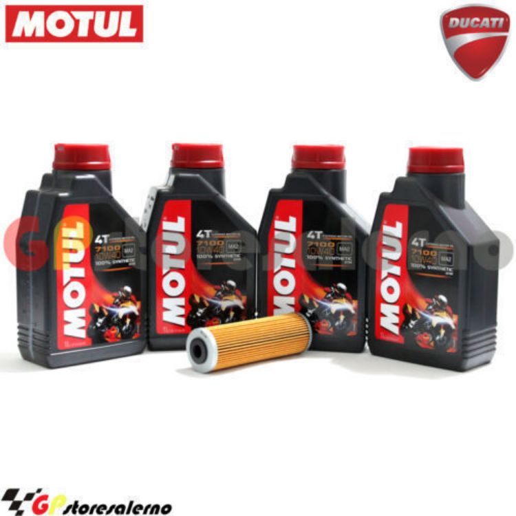 Immagine di KIT TAGLIANDO OLIO + FILTRO MOTUL 7100 10W40 4L DUCATI PANIGALE V4 DAL 2018 AL 2022