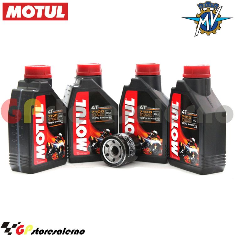 Immagine di KIT TAGLIANDO OLIO + FILTRO MOTUL 7100 10W40 4L MV AGUSTA F4 750 AGOSTINI 2003