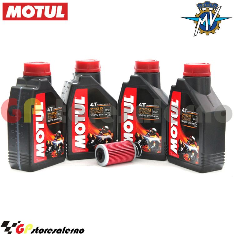 Immagine di KIT TAGLIANDO OLIO + FILTRO MOTUL 7100 10W40 4L MV AGUSTA 920 BRUTALE DAL 2011 AL 2012