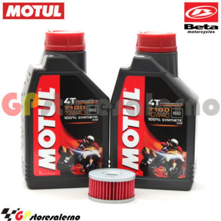 Immagine di KIT TAGLIANDO OLIO + FILTRO MOTUL 7100 10W40 2L BETAMOTOR ALP 4.0 350 DAL 2003 AL 2018