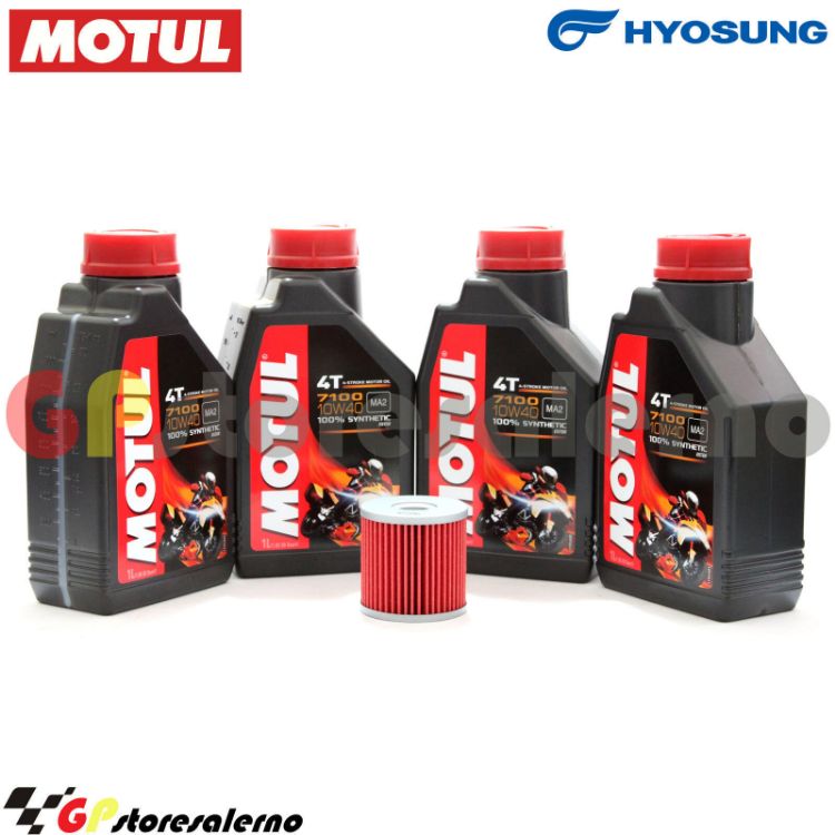 Immagine di KIT TAGLIANDO OLIO + FILTRO MOTUL 7100 10W40 4L HYOSUNG GT 650 COMET DAL 2005 AL 2008