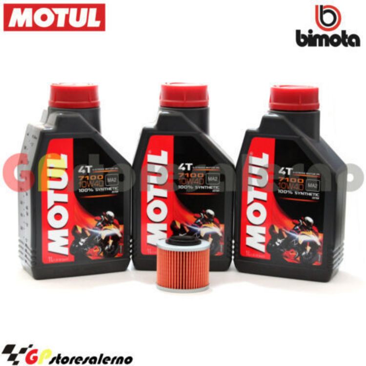 Immagine di KIT TAGLIANDO OLIO + FILTRO MOTUL 7100 10W40 3L BIMOTA 650 BB1 SUPERMOTO DAL 1995 AL 1996