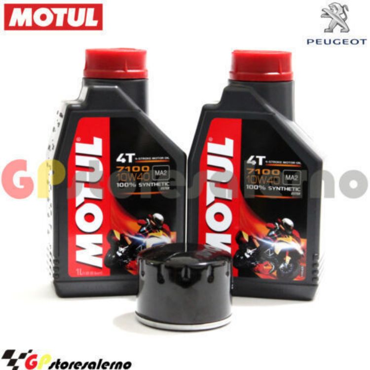 Immagine di KIT TAGLIANDO OLIO + FILTRO MOTUL 7100 10W40 2L PEUGEOT 400 GEO RS DAL 2008 AL 2013