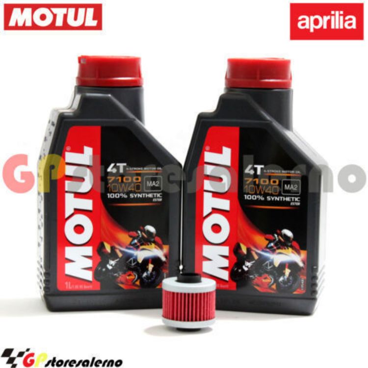 Immagine di KIT TAGLIANDO OLIO + FILTRO MOTUL 7100 10W40 2L APRILIA 125 SCARABEO DAL 1999 AL 2003