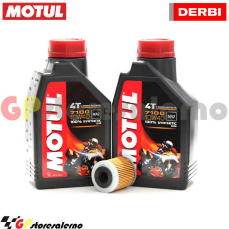 Immagine di KIT TAGLIANDO OLIO + FILTRO MOTUL 7100 10W40 2L DERBI 125 GPR 4T DAL 2009 AL 2013