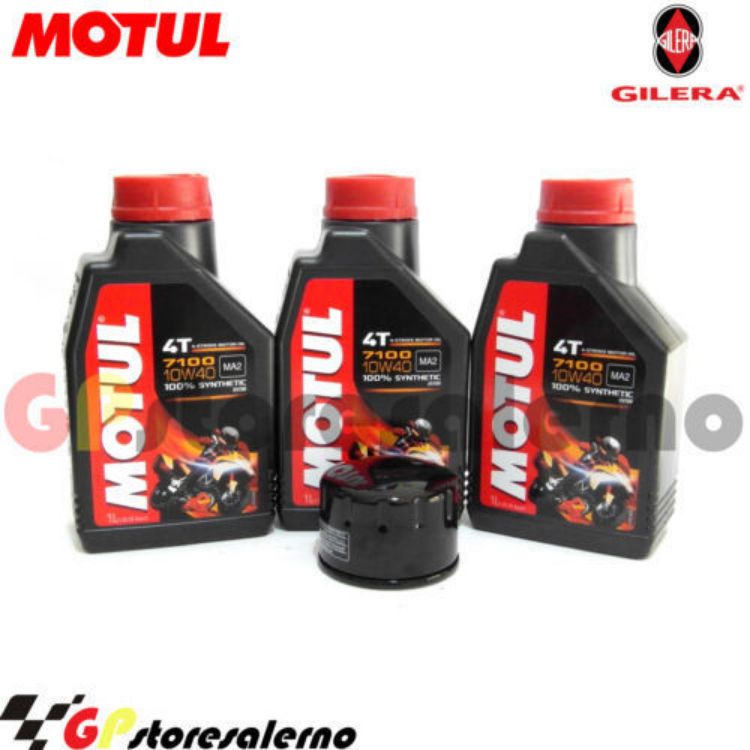 Immagine di KIT TAGLIANDO OLIO + FILTRO MOTUL 7100 10W40 3L GILERA 800 GP / GP CENTENARIO DAL 2008 AL 2014