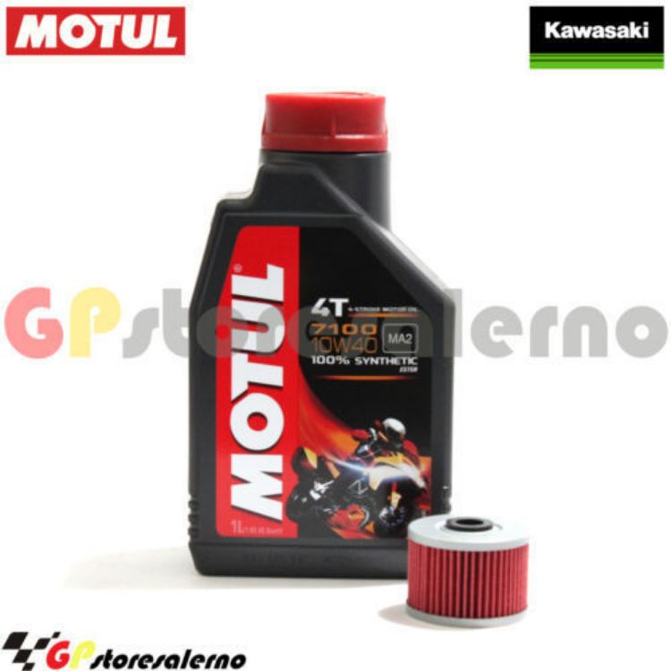 Immagine di KIT TAGLIANDO OLIO + FILTRO MOTUL 7100 10W40 1L KAWASAKI KLX 110 DAL 2002 AL 2021