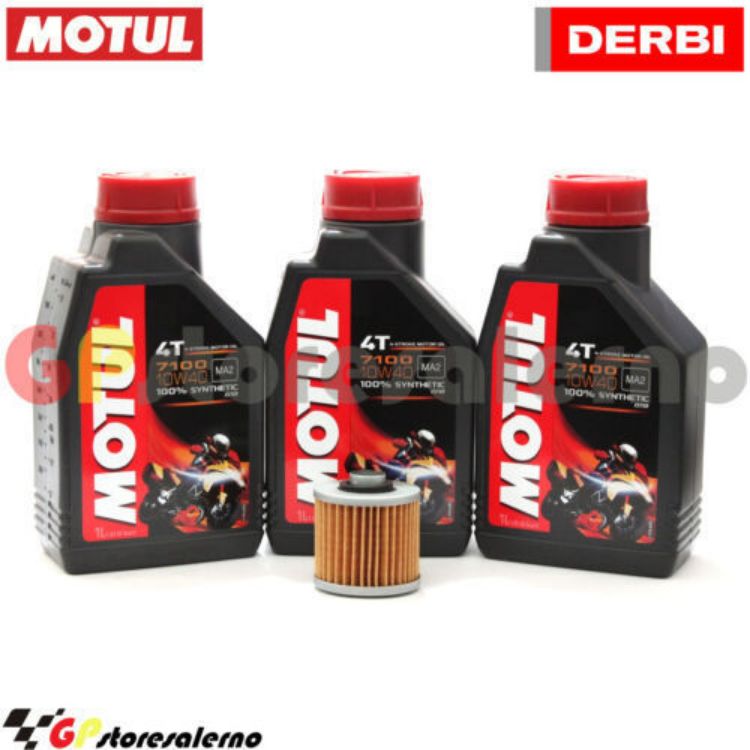 Immagine di KIT TAGLIANDO OLIO + FILTRO MOTUL 7100 10W40 3L DERBI 660 MULHACEN DAL 2006 AL 2008