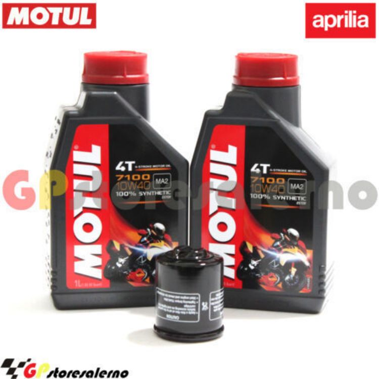 Immagine di KIT TAGLIANDO OLIO + FILTRO MOTUL 7100 10W40 2L APRILIA 125 ATLANTIC DAL 2002 AL 2014