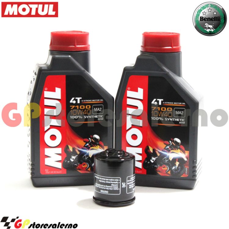 Immagine di KIT TAGLIANDO OLIO + FILTRO MOTUL 7100 10W40 2L BENELLI 125 ADIVA DAL 2000 AL 2003