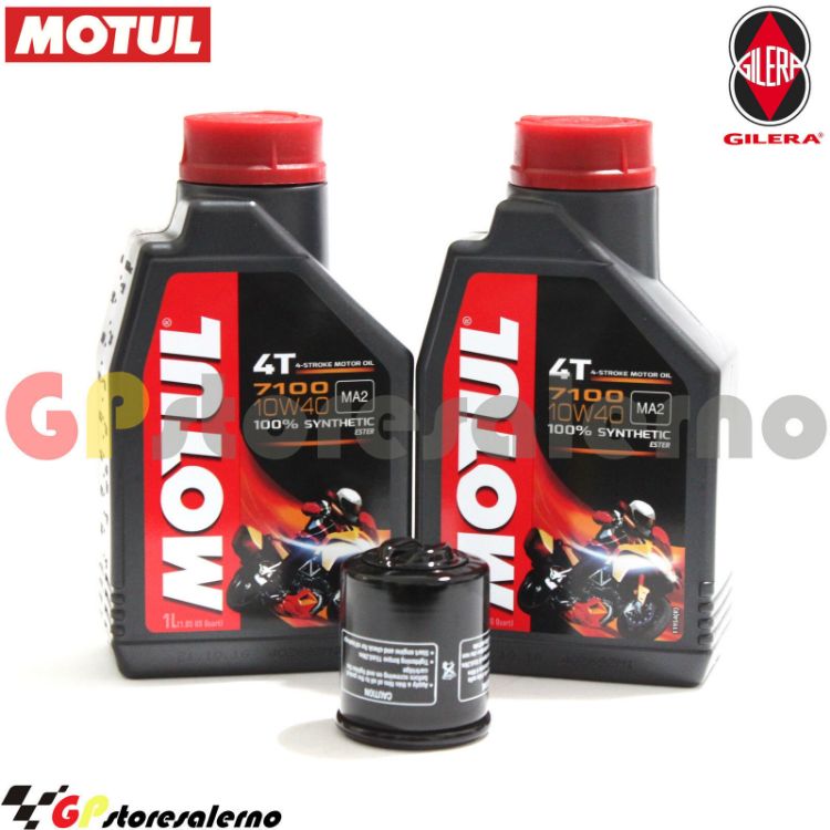 Immagine di KIT TAGLIANDO OLIO + FILTRO MOTUL 7100 10W40 2L GILERA 125 DNA DAL 2001 AL 2003